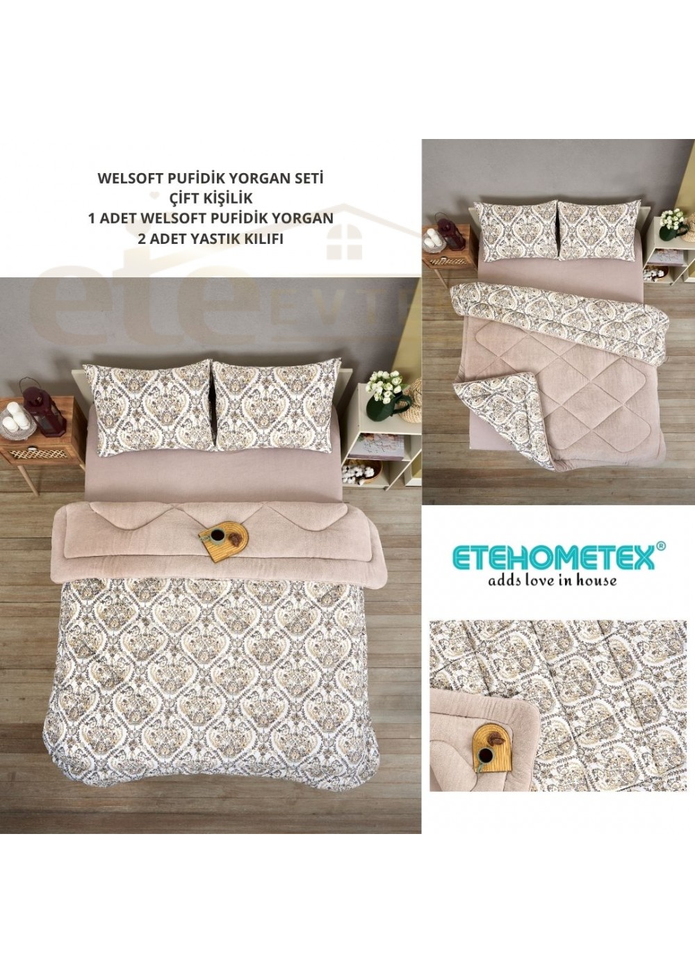 ETE HOMETEX ÇİFT KİŞİLİK LÜX WELSOFT YORGAN 195X215CM AKSU BEJ 8696474231869 ETE HOMETEX ÇİFT KİŞİLİK LÜX WELSOFT YORGAN 195X215CM AKSU BEJ 8696474231869